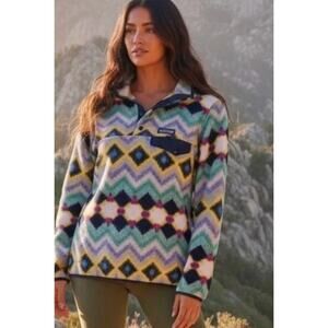 Patagonia Synchilla T-Snap Pullover Timber Twist Aztec Print Navy Large